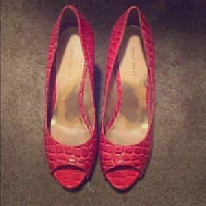 Pink Crocodile Nine West Pumps